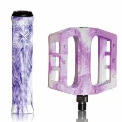 Pack DEMOLITION Pédales + Poignées Blanc-Violet - FIXIE/Pédales/Transmission