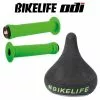 Selle BIKELIFE Noir Logo Vert + Poignées ODI Longneck Std Vert - Confort et Style pour VTT -France Accessoires Vélo Soldes Boutique pack selle bikelife noir logo vert poignees odi longneck std vert