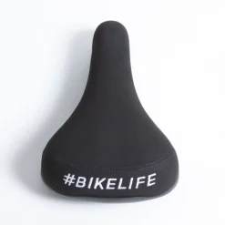 Selle BIKELIFE Noire Logo Blanc - Confort et Style pour Cyclistes