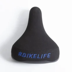 Selle BIKELIFE Noire Logo Bleu - Confort et Style pour Cyclistes