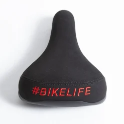 Selle BIKELIFE Noire Logo Rouge - Confort et Style pour Cyclistes