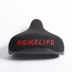 Selle BIKELIFE Noire Logo Rouge - Confort et Style pour Cyclistes -France Accessoires Vélo Soldes Boutique selle bikelife noire logo rouge 3