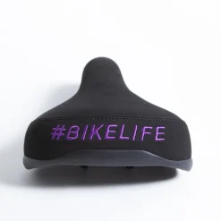 Selle BIKELIFE Noire Logo Violet - Confort et Style pour Cyclistes -France Accessoires Vélo Soldes Boutique selle bikelife noire logo violet 3